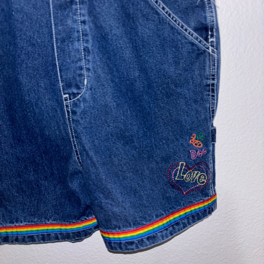 Vintage Winnie the Pooh Disney Denim Overalls With Rainbow SZ 14 Embroidered - Picture 4 of 8